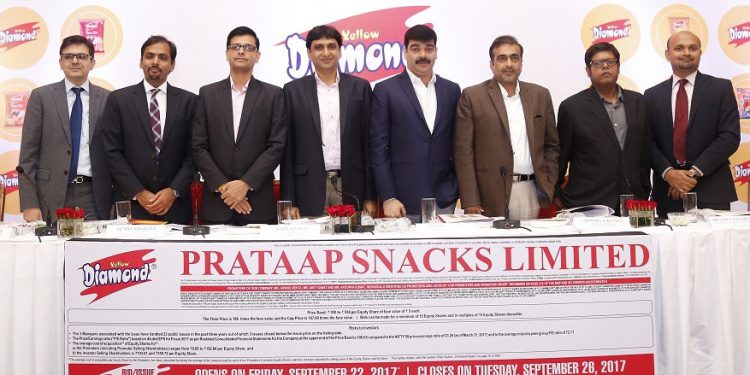 Prataap Snacks Limited – Initial Public Offer to open on Friday, September 22, 2017 and to close on Tuesday, September 26, 2017