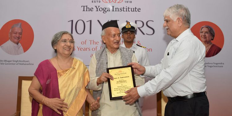 Maharashtra Governor Shri Bhagat Singh Koshiyari pays rich tribute to The Yoga Institute.