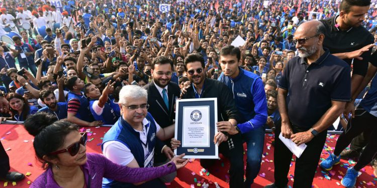 Anil Kapoor and Bajaj Allianz Life together once again created history today by breaking its own Guinness World RecordsTM title for ‘Most number of people holding the abdominal plank position.