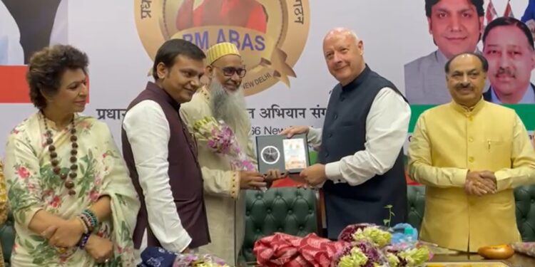Mustafa Yusufali Gom honored by H.E. Freddy Svane, Ambassador of Denmark in Delhi