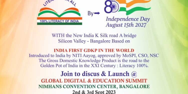 Switch GDP to GDKP Only 100 Literacy Can Catapult Bharat to Reach No 1 Economy by 2047 .