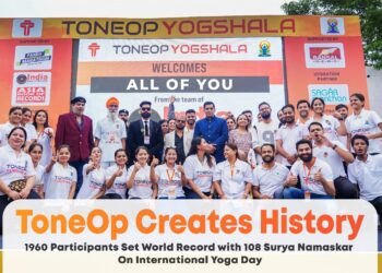 ToneOp Creates History:1960 Participants Set World Record with 108 Surya Namaskar On International Yoga Day