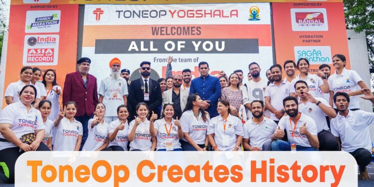 ToneOp Creates History:1960 Participants Set World Record with 108 Surya Namaskar On International Yoga Day