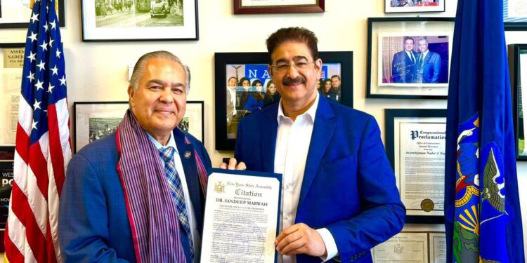 Dr. Sandeep Marwah Honored by New York State Assembly for Cultural Contributions