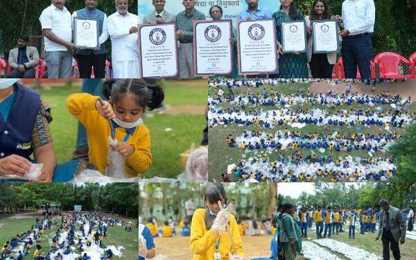 Purna Chetana students set Elite World Records for sensitizing society about the effects of plastic waste and importance of greenery