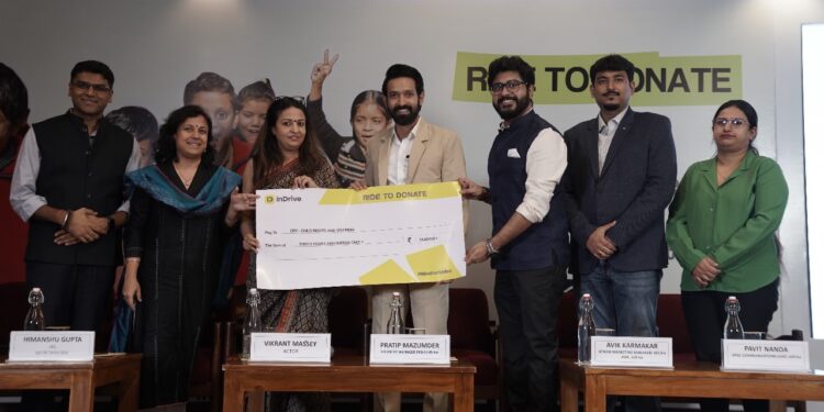 Vikrant Massey supports inDrive’s campaign – “Ride to Donate” in collaboration with Cry India
