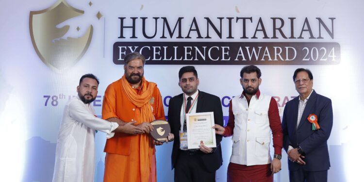 Advocate Vishrut Relan, Founder of Relan’s Legal Honoured with National Humanitarian Excellence Award on the occasion of 78th Independence Day and World Humanitarian Day.