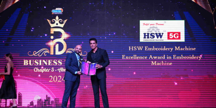 HSW Embroidery machine has won the Excellence in Embroidery Machine award in Dubai from Radio City.