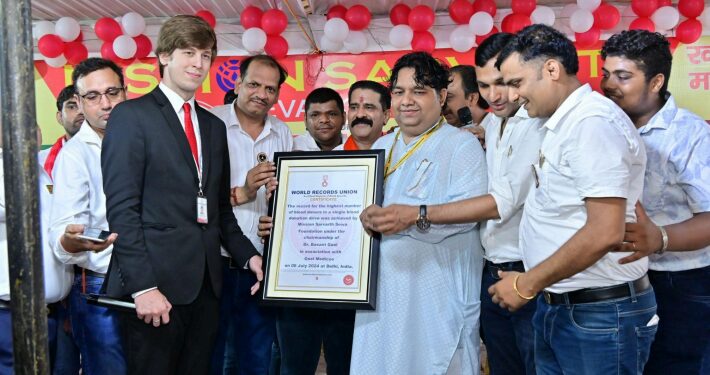 Dr. Basant Goel’s Mission Sarvarth Sewa Foundation receives India Book of Records Honour for Maximum Blood Units Collected, Continues Nationwide Medicine Distribution Initiatives 